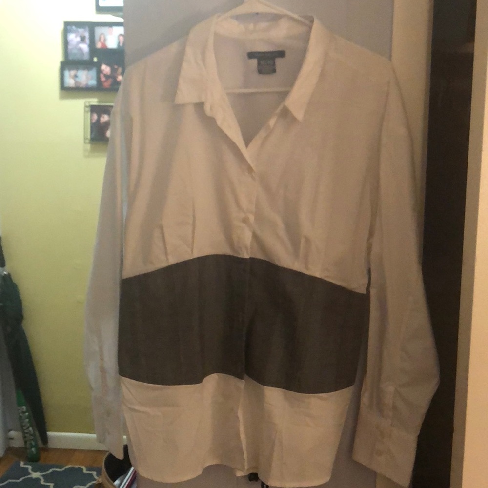 White button down/back black tie up- worn once